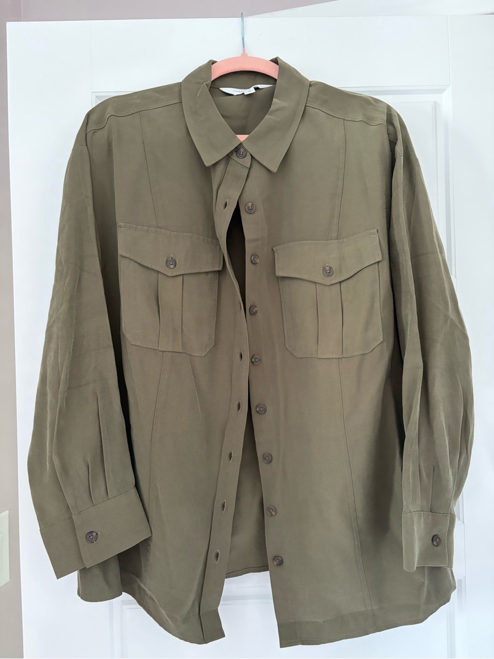 Addition Elle Olive Green Button-Front Shirt